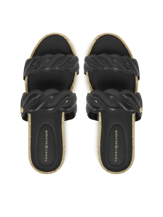 Tommy Hilfiger Tommy Hilfiger Espadrilles Leather Rope Espadrille Mule FW0FW08503 Fekete