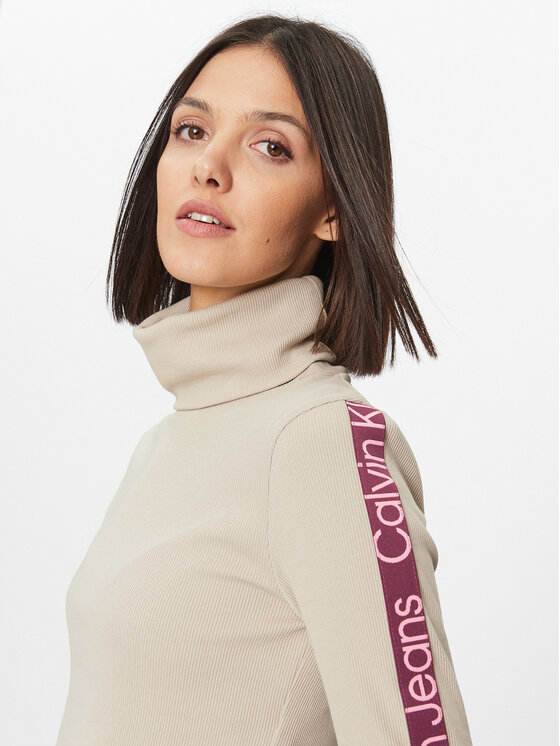 Calvin Klein Jeans Calvin Klein Jeans Krekls ar augstu apkakli J20J222729 Bēšs Slim Fit
