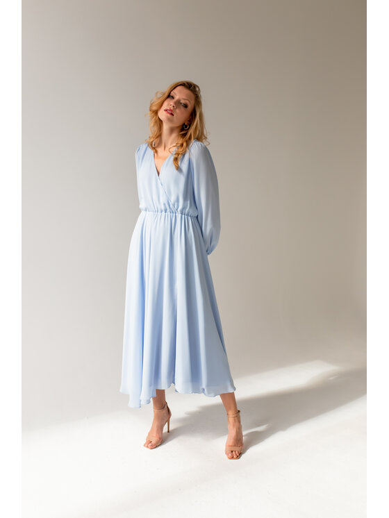 Entelier Entelier Sukienka wieczorowa maxi Niebieski Comfortable Fit
