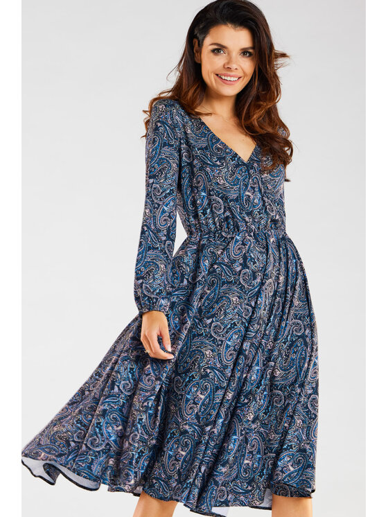 Awama Awama Sukienka codzienna A466 Granatowy Basic Fit