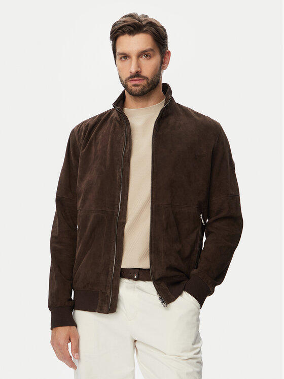 JOOP! JOOP! Geacă de piele 1500158 80100853 Maro Regular Fit
