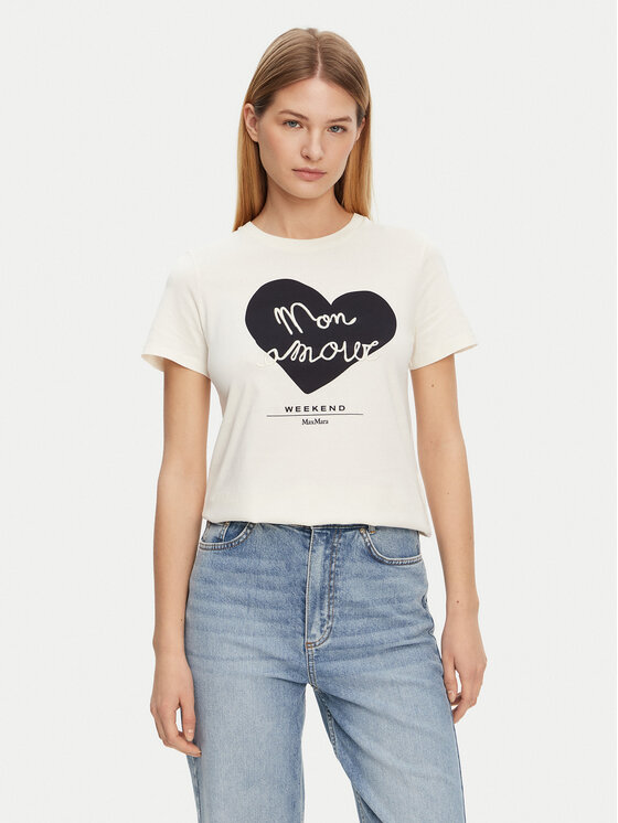 Weekend Max Mara Weekend Max Mara Tricou Vello 2515971051 Écru Regular Fit