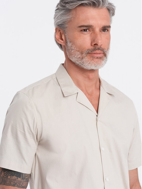 Ombre Ombre Košile OM-SHSS-0168 Écru Regular Fit