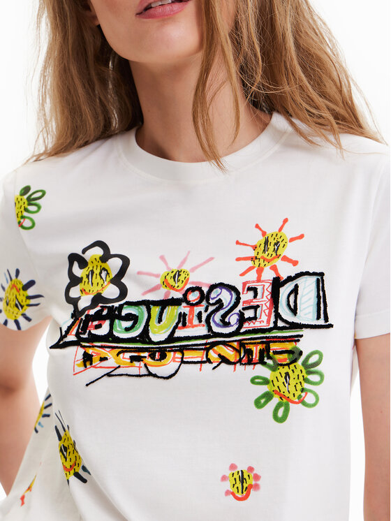 T-shirt 23SWTKAJ Beige Regular Fit