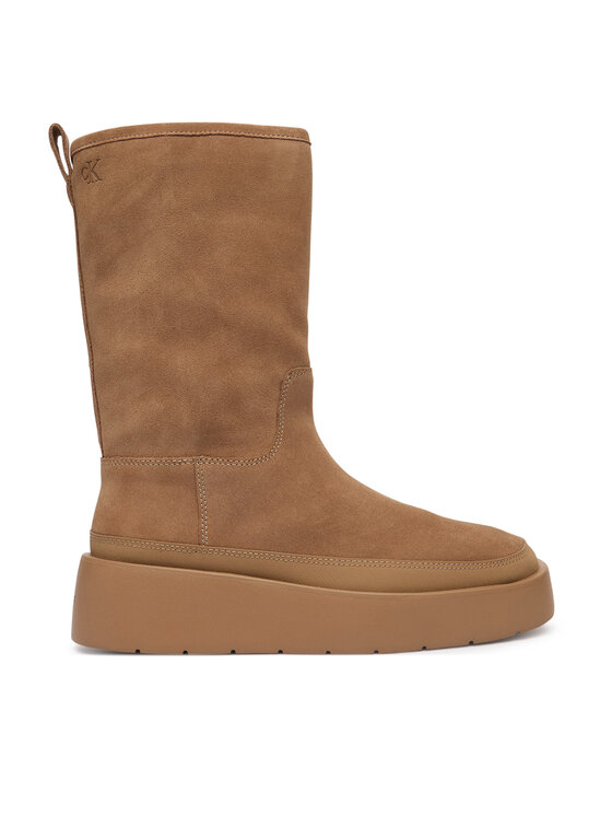 Calvin Klein Čizme za snijeg Flatform Mid Boot Suede Wl HW0HW03181 Bež