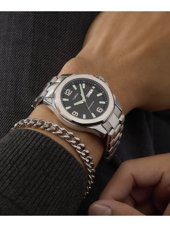 Timex Timex Zegarek TW2W92700 Srebrny