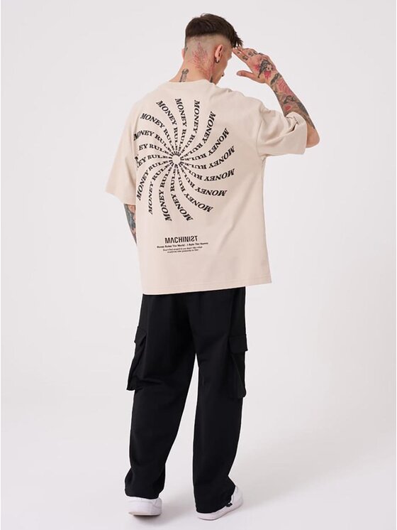 Machinist Machinist T-Shirt Koszulka Z Krótkim Rękawem Męska Oversize Beżowa Machinist Money Rules L Brązowy Oversize