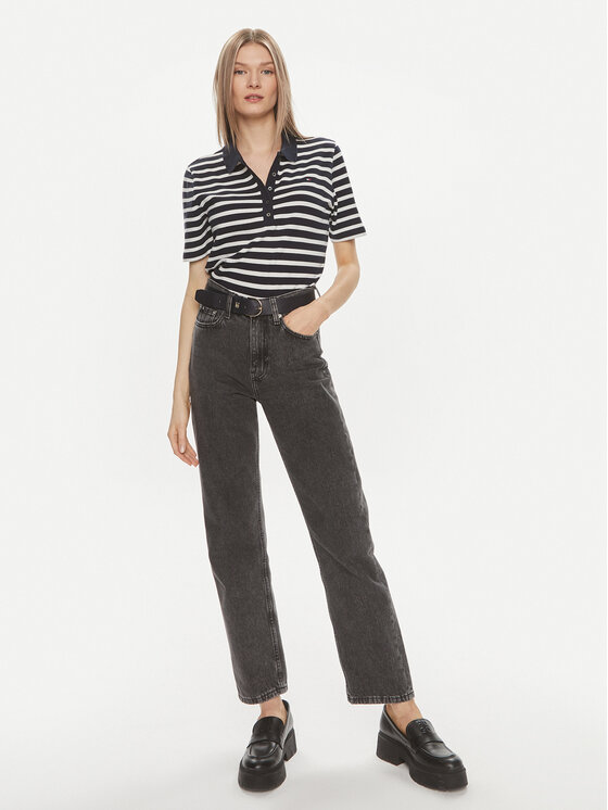 Tommy Hilfiger Tommy Hilfiger Тениска с яка и копчета 1985 WW0WW39531 Бял Regular Fit
