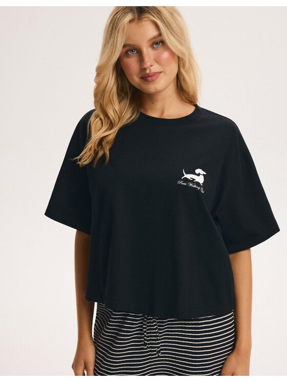 Esotiq Esotiq Piżama 45915 Czarny Regular Fit