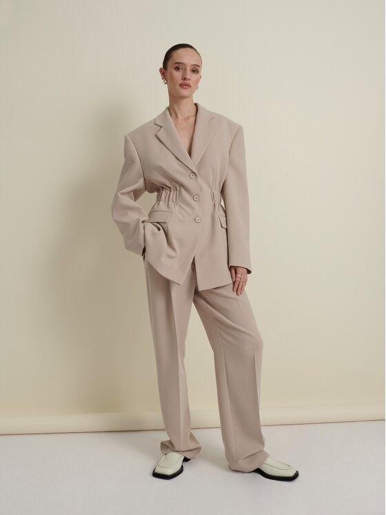 La Mania La Mania Marynarka COSMOPOLITAN Beżowy Classic Fit