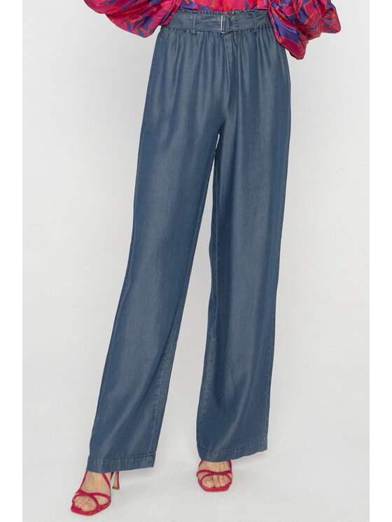 Deni Cler Milano Deni Cler Milano Spodnie materiałowe T-DC-5231-D2-09-58-1 Granatowy Loose Leg