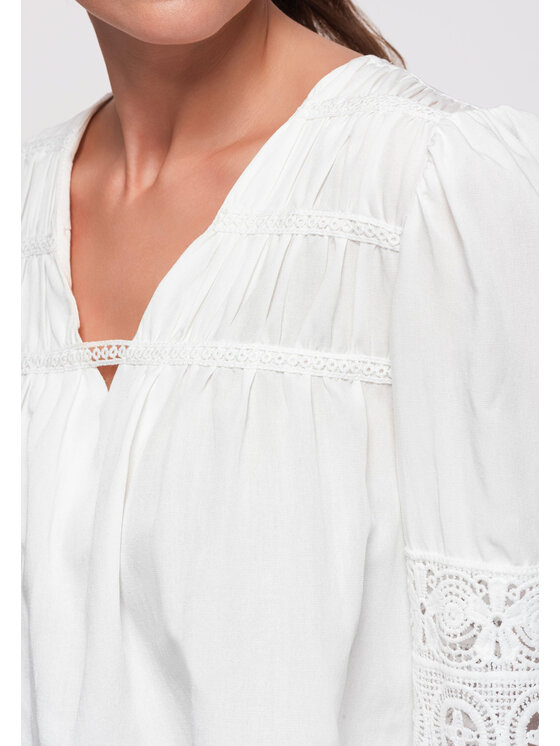 Ombre Ombre Bluzka OW-TS-E0017 Biały Loose Fit