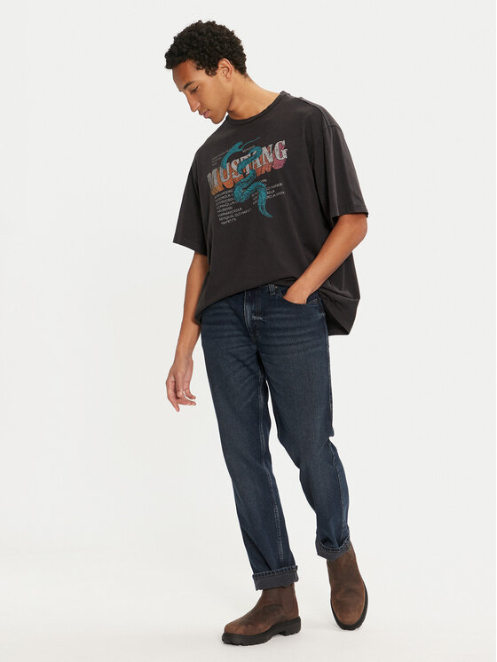 Mustang Mustang Majica Akron 1015658 Črna Relaxed Fit