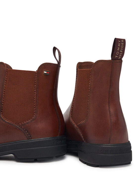 Tommy Hilfiger Tommy Hilfiger Členková obuv s elastickým prvkom Th Flag Outdoor Chelsea Boot FW0FW09573 Hnedá