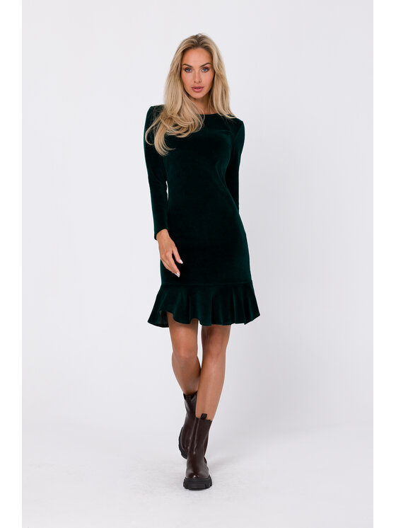 Made of Emotion Made of Emotion Koktejlové šaty M765 Zelená Modern Fit