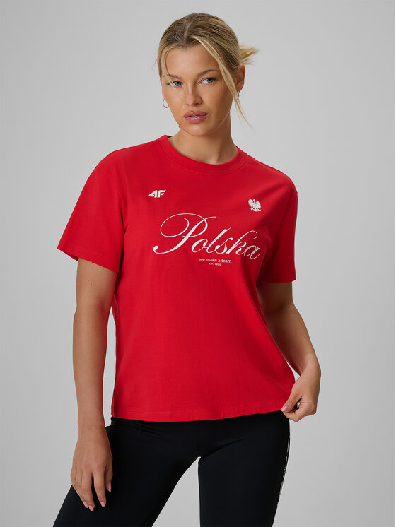 4F 4F T-Shirt STREFA KIBICA Czerwony Loose Fit