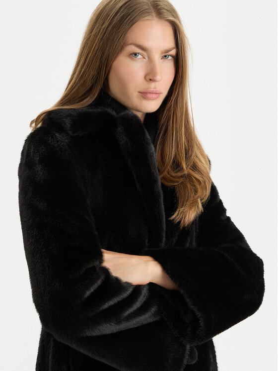 Gaudi Gaudi Pelzmantel 521FD39003 Schwarz Regular Fit
