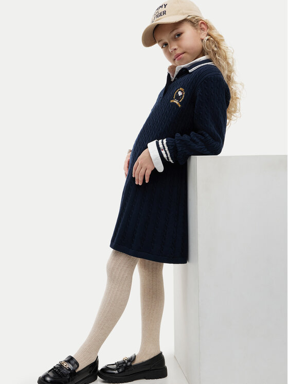 Tommy Hilfiger Tommy Hilfiger Sukienka dzianinowa KG0KG09610 Granatowy Regular Fit