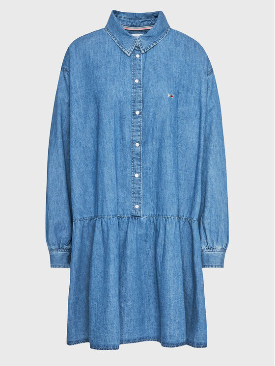 Tommy Jeans Curve Rochie de blugi Chambray DW0DW15082 Albastru Regular Fit