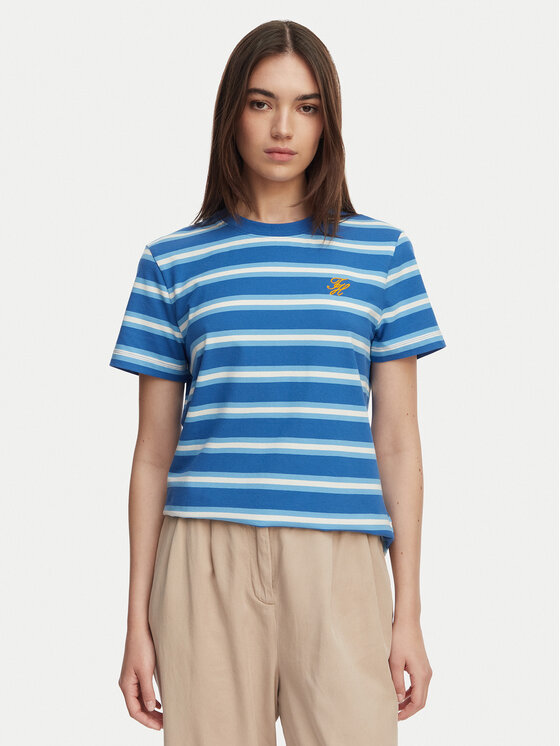 Tommy Hilfiger Damski Tommy Hilfiger T-Shirt, rozmiar L Niebieski, Logo Embroidery WW0WW48699