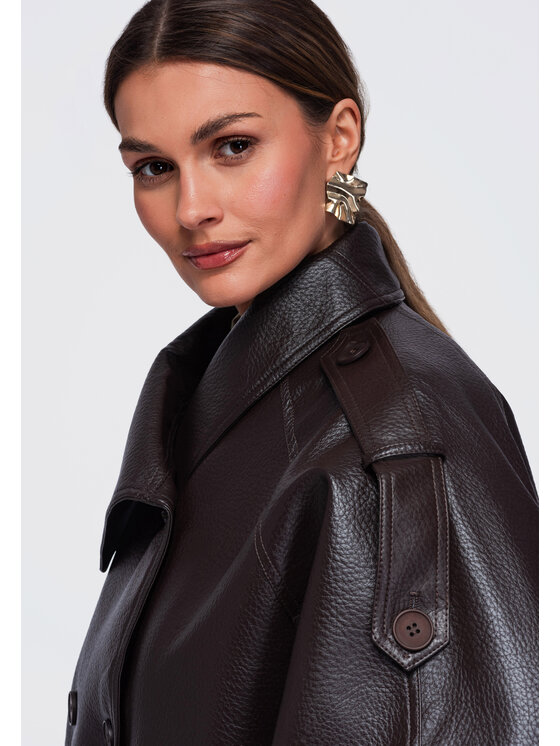 Ombre Ombre Kurtka przejściowa OW-JAFL-0139 Brązowy Oversize