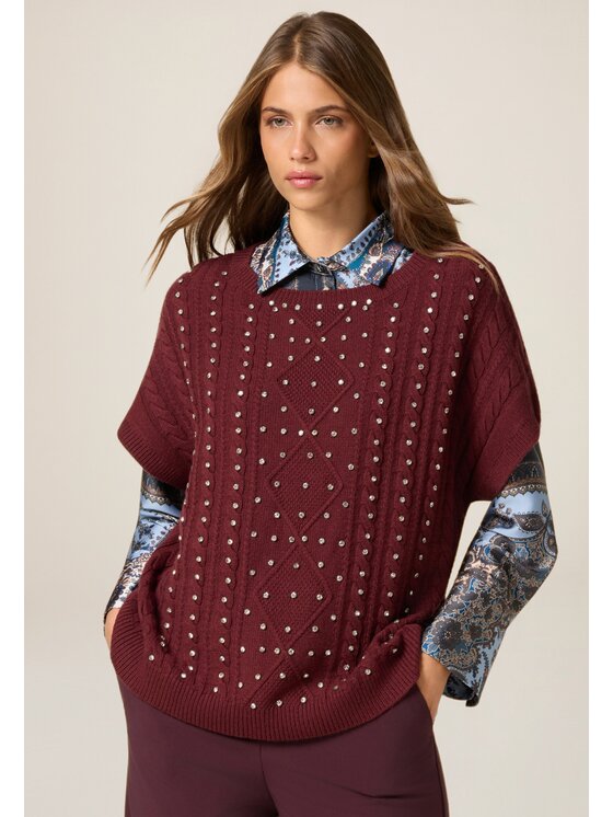 Oltre Oltre Cardigan M501E001876N036 Bordeaux Baggy Fit