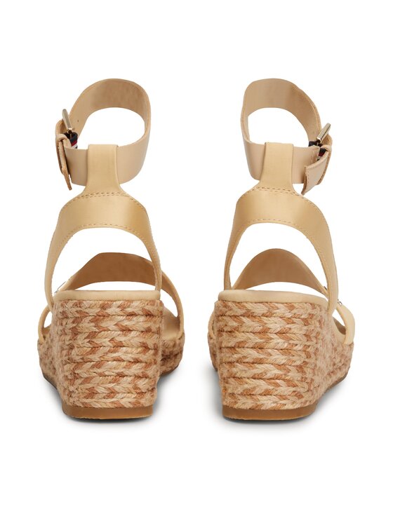 Tommy Hilfiger Tommy Hilfiger Espadryle Colorful Wedge Satin Sandal FW0FW07913 Beżowy