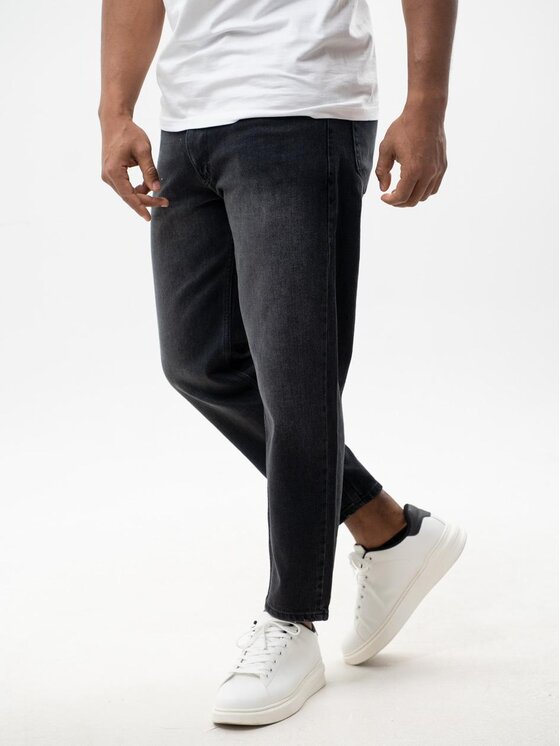 Jeansy Jigga Wear, Rozmiar XXL, Czarne, Spodnie Jeansowe Carrot Męskie Czarne Jigga Wear Crown XL