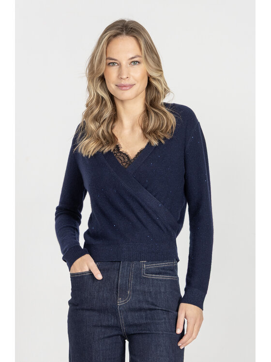 Deni Cler Milano Deni Cler Milano Sweter T-DC-S491-E5-85-58-1 Granatowy Regular Fit