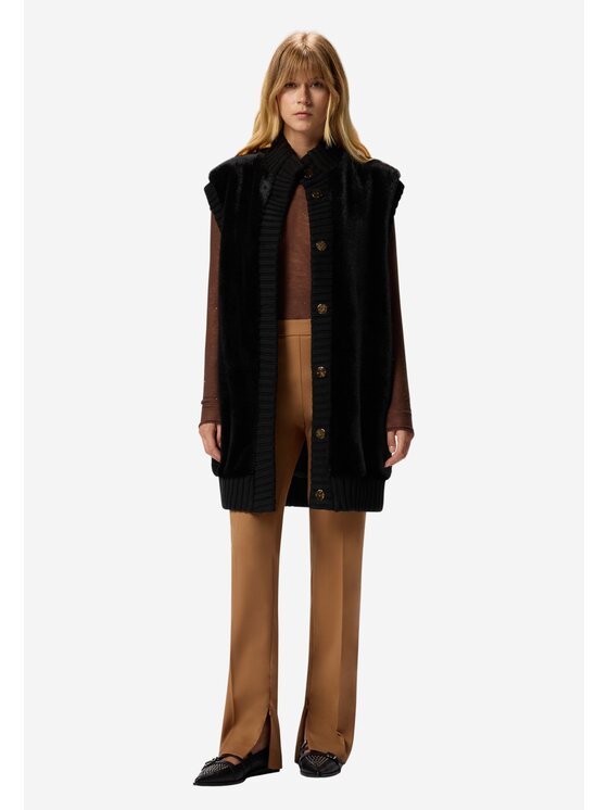 PINKO PINKO Γιλέκο Genovese gilet similpelliccia Μαύρο Regular Fit