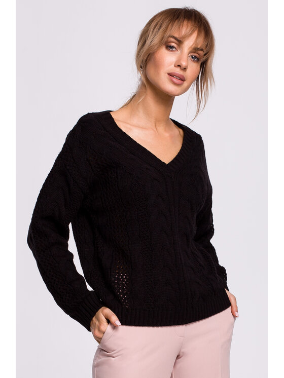 Made of Emotion Made of Emotion Sweter M510 Czarny Basic Fit
