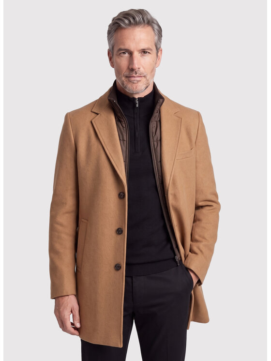 Pako Lorente Pako Lorente Płaszcz wełniany P26WF-7X-016 Beżowy Straight Fit