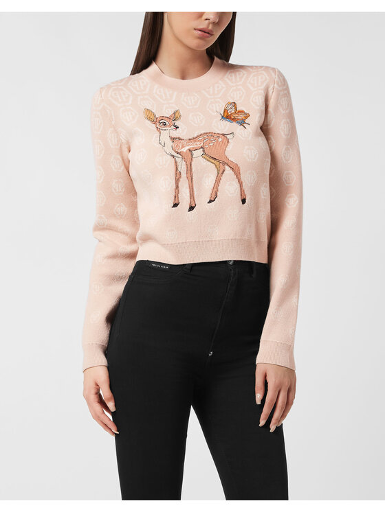 PHILIPP PLEIN PHILIPP PLEIN Sweter 26367 Beżowy Regular Fit