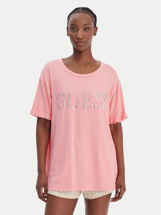 Guess Guess Tricou E5GI07 K68D2 Roz Regular Fit