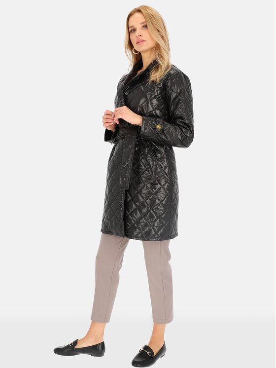 Perso Perso Płaszcz przejściowy BLE 241055 F Czarny Regular Fit