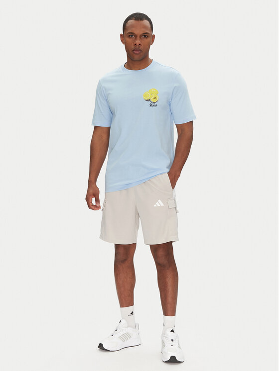 adidas adidas Marškinėliai Lounge Still Life Lemons Graphic JJ3958 Mėlyna Regular Fit
