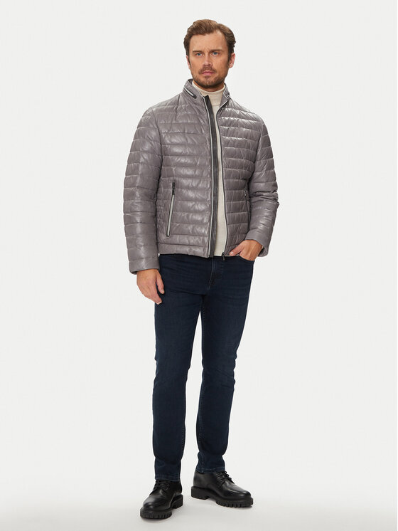 Milestone Milestone Giacca di pelle Cortino 431019 60515 Grigio Regular Fit