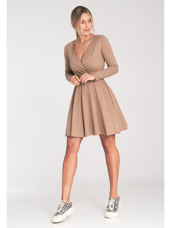 FIGL FIGL Sukienka koktajlowa M1050 Beżowy A-Line Fit