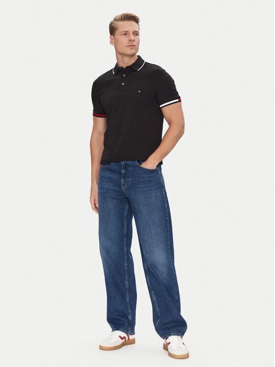 Tommy Hilfiger Tommy Hilfiger Polo Flag Cuff MW0MW38458 Crna Slim Fit