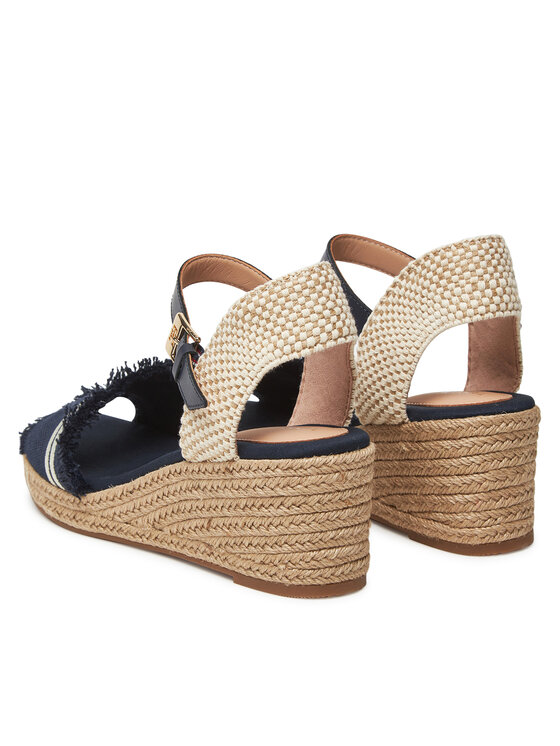 Tommy Hilfiger Tommy Hilfiger Espadryle Fringe Canvas Medium Wedge FW0FW08879 Granatowy