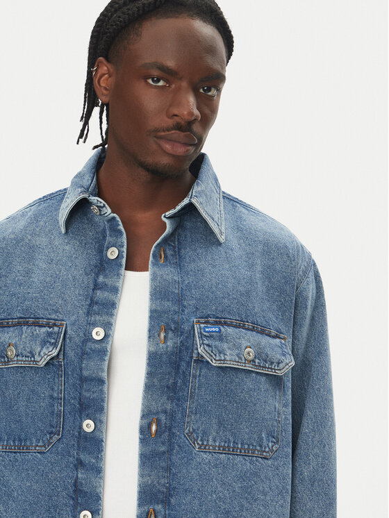 HUGO HUGO džínová košile Ebolt 50513853 Tmavomodrá Oversize