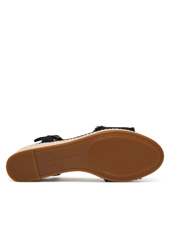 Tommy Hilfiger Tommy Hilfiger Sandály Mid Woven Wedge Espad Fringe FW0FW09470 Černá