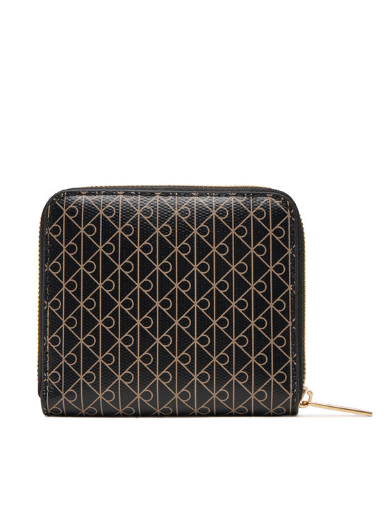 Calvin Klein Mały Portfel Damski Emblem Aop Square Zip Around LV04F1089G Czarny