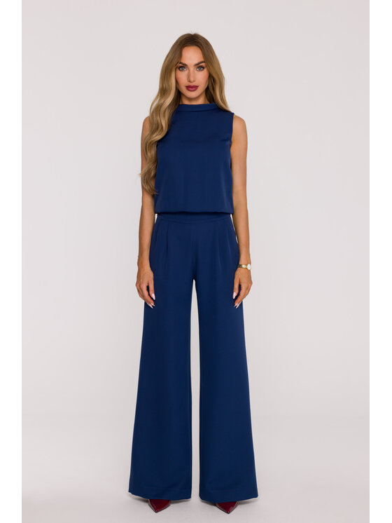 Made of Emotion Made of Emotion Kombinezon M382 Granatowy Wide Leg