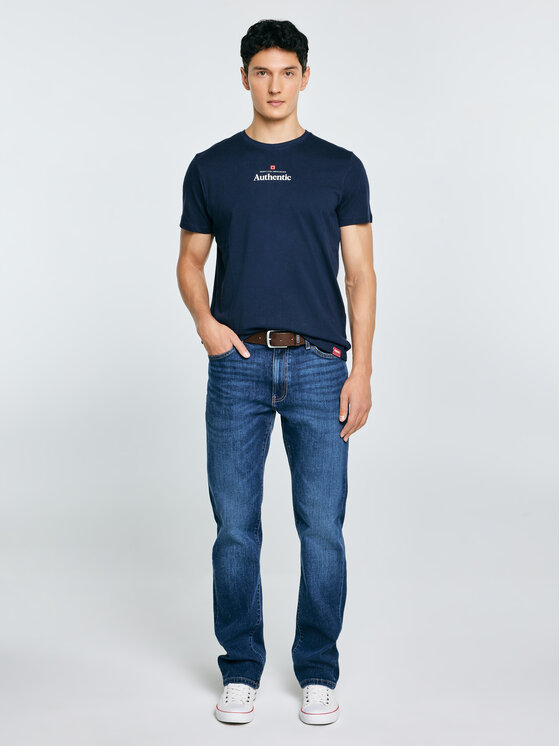 BIG STAR BIG STAR T-Shirt TECHMUNEN Granatowy Basic Fit