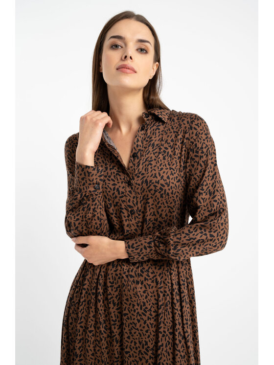 CLICK CLICK Φόρεμα καθημερινό 60-6159 Καφέ Regular Fit