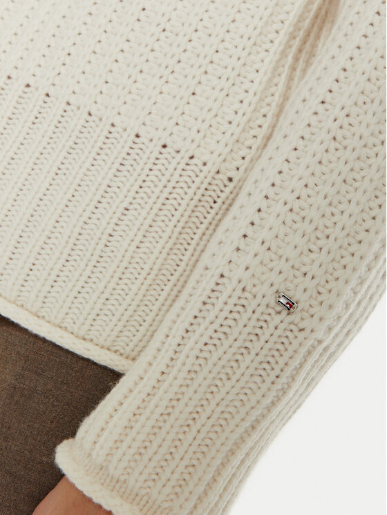 Tommy Hilfiger Tommy Hilfiger Rollkragenpullover WW0WW44111 Écru Regular Fit