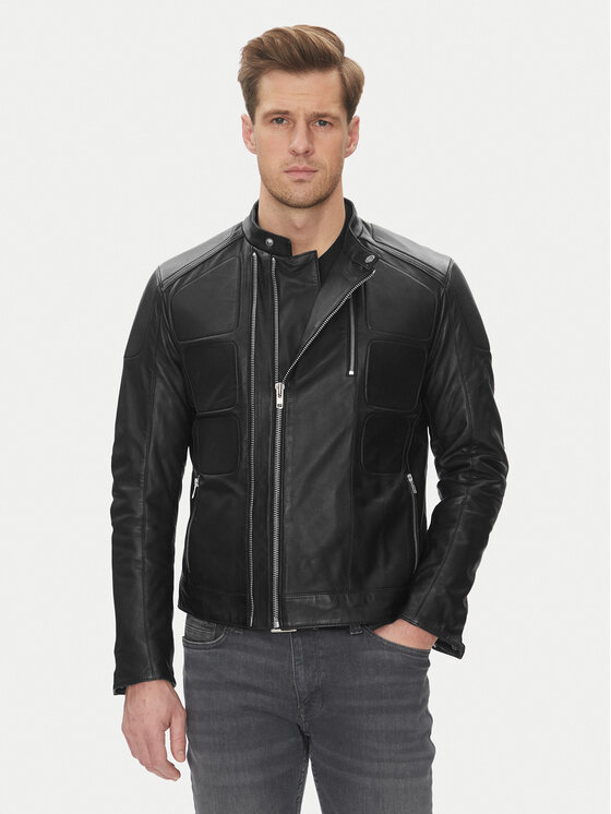 Serge Pariente Serge Pariente Geacă de piele Couture Negru Slim Fit