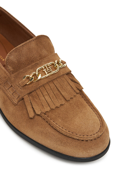 Tommy Hilfiger Tommy Hilfiger Čevlji brez vezalk Chain Fringe FW0FW08972 Rjava