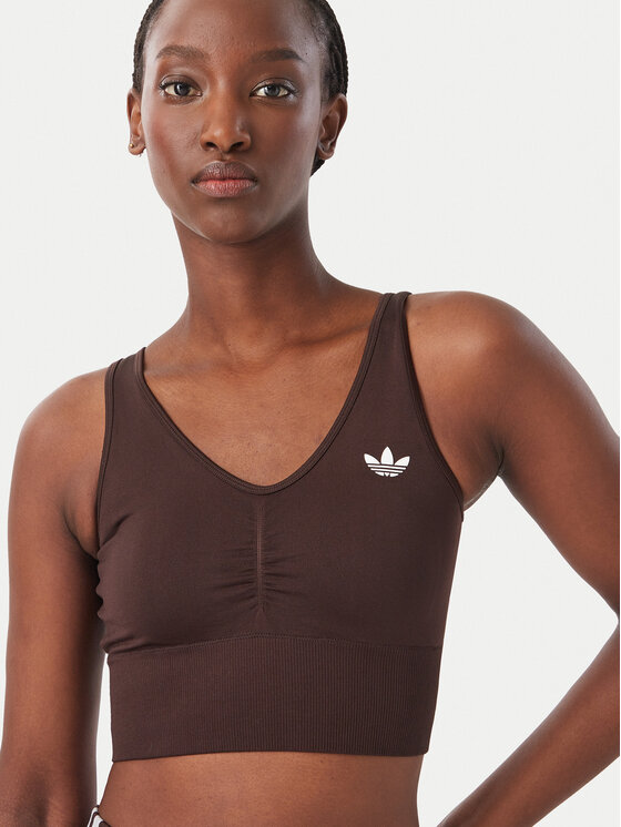 adidas adidas Biustonosz sportowy Essentials Seamless Bralette IA4524 Brązowy Regular Fit